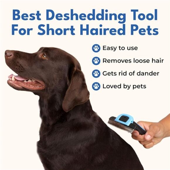 Deshedding Brush For Short Haired Dogs & Cats - Cat and Dog Brush For Shedding - Picture 4 of 7
